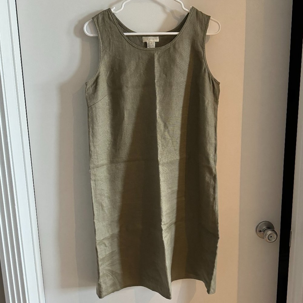 J. Jill Women's Olive Green Linen Dress